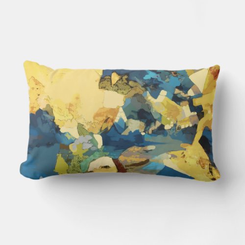 Abstract modern collage colorful lumbar pillow
