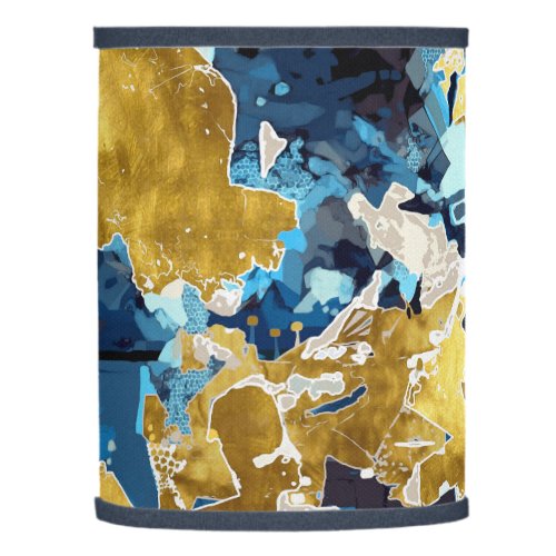 Abstract modern collage gold navy blue lamp shade