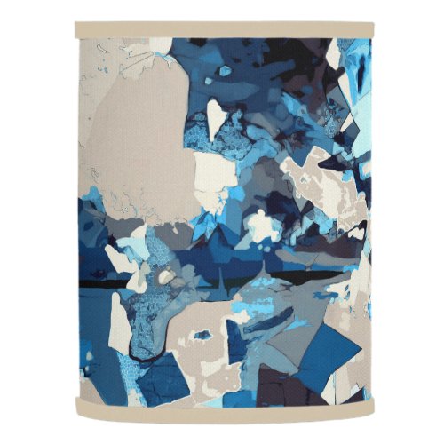 Abstract modern collage navy blue teal beige lamp shade