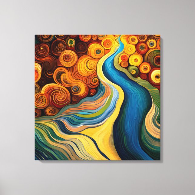 Abstract Modern Color Swirls River  Canvas Print (Front)