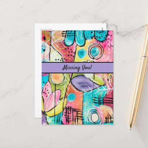 Abstract Modern Colorblock Trendy Whimsical Art Postcard