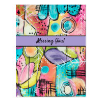 Abstract Modern Colorblock Trendy Whimsical Art Postcard