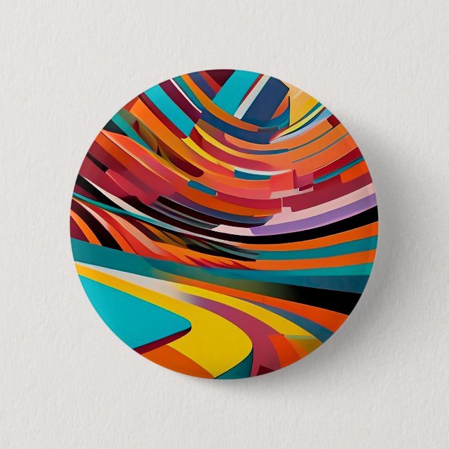 Abstract Modern Colorful Bright Pattern Bold Art Button (Front)