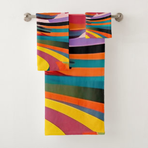 Abstract Modern Colorful Bright Pattern Bold Urban Bath Towel Set