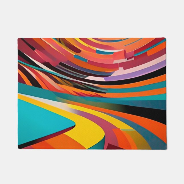 Abstract Modern Colorful Bright Pattern Bold Urban Doormat (Front)