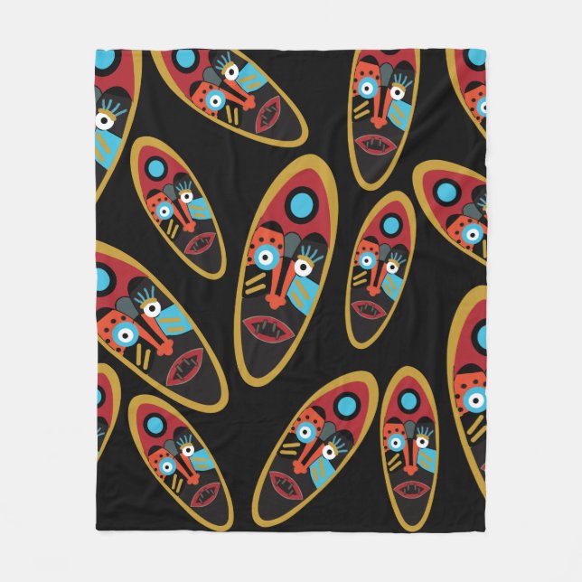 Abstract modern colorful face tattoo art fleece blanket (Front)