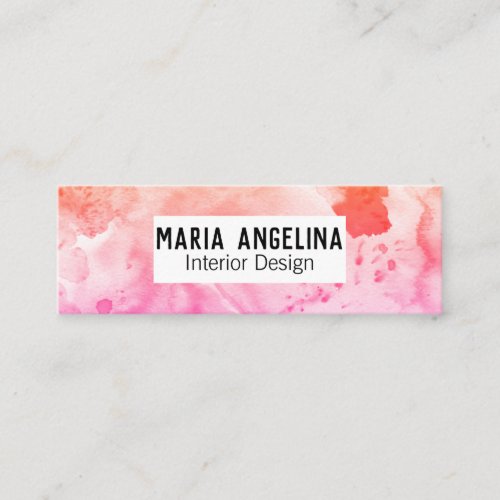 Abstract Modern COLORFUL Pink Splashes Watercolor Mini Business Card