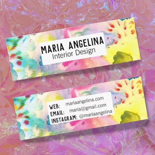 Abstract Modern COLORFUL Splashes Watercolor Mini Business Card
