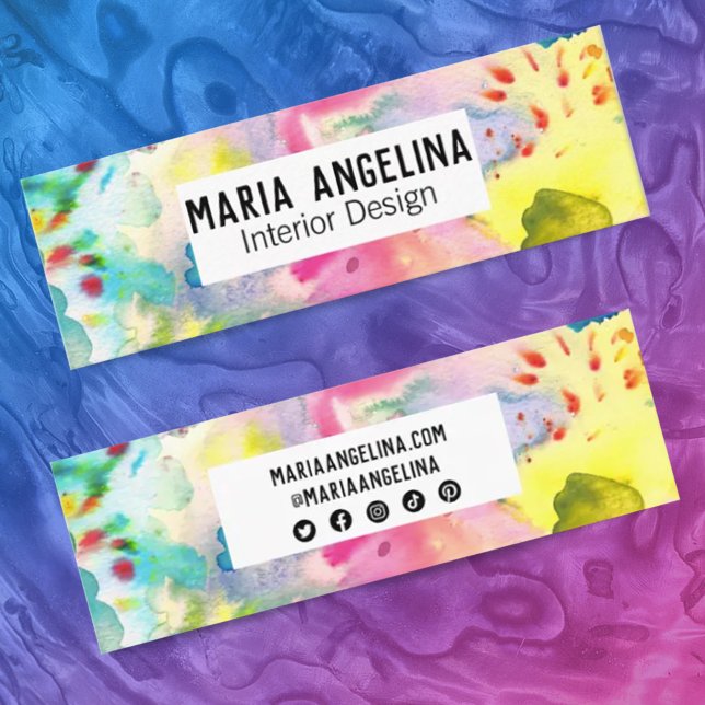 Abstract Modern Colorful Splashes Watercolor  Mini Business Card (Creator Uploaded)