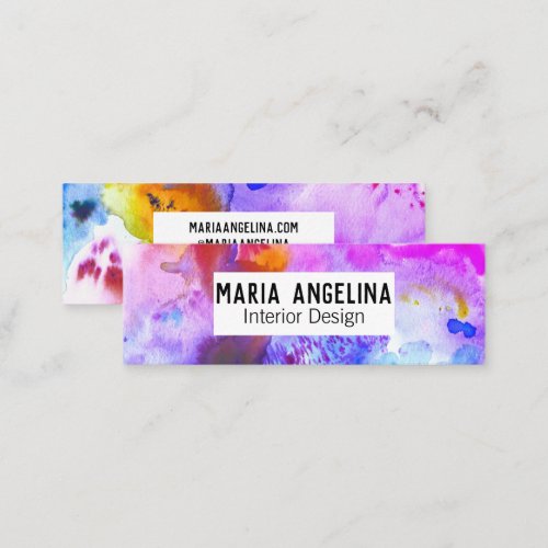 Abstract Modern Colorful Splashes Watercolor Mini Business Card