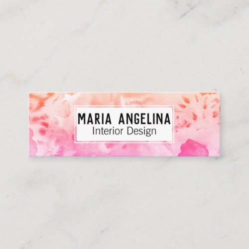 Abstract Modern COLORFUL Splashes Watercolor Pink Mini Business Card