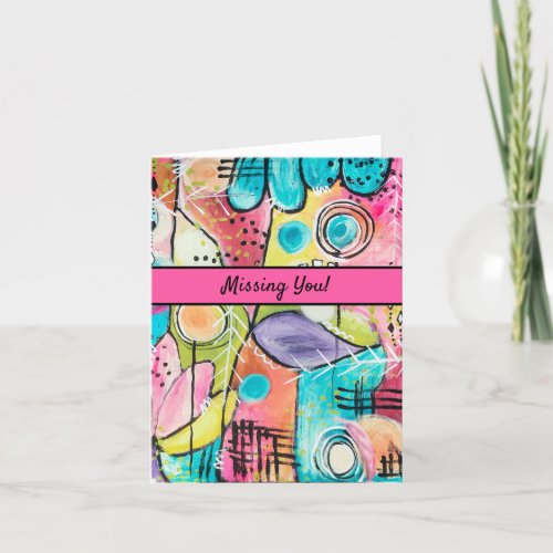 Abstract Modern Colorful Trendy Whimsical Art Note Card
