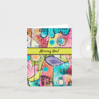 Abstract Modern Colorful Trendy Whimsical Art Note Card