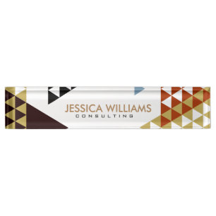 Abstract modern colorful triangles desk name plate