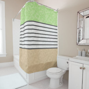 Abstract modern colors beige mint green white blac shower curtain