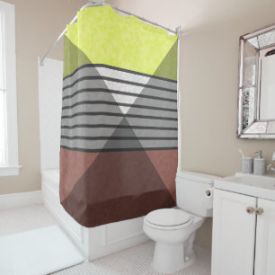Abstract modern colors brown yellow lemon white bl shower curtain