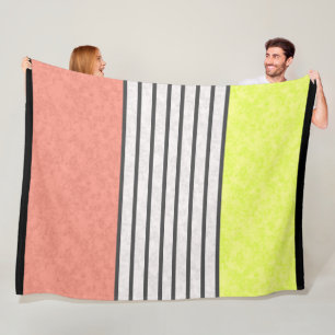 Abstract modern colors coral pink lime green white fleece blanket