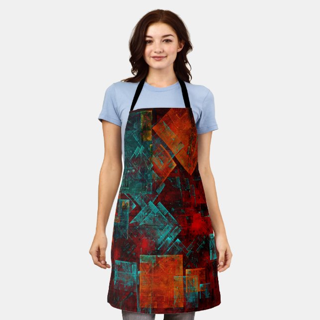 Abstract Modern Colourful Cool Artistic Pattern Apron (Worn)