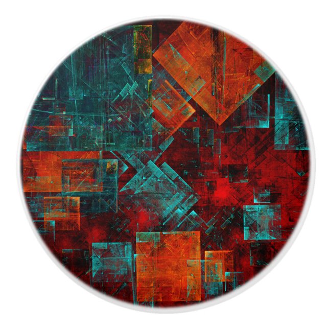 Abstract Modern Colourful Cool Artistic Pattern Ceramic Knob (Front)