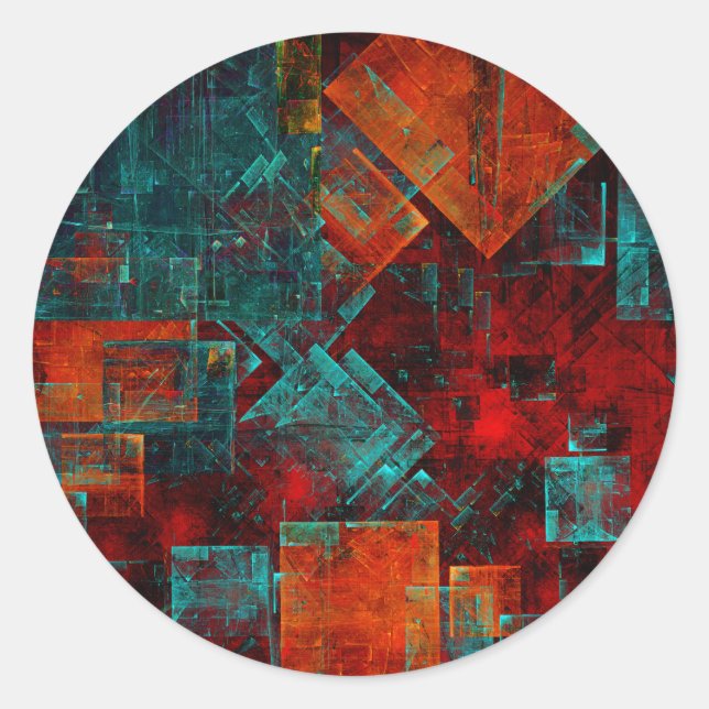 Abstract Modern Colourful Cool Artistic Pattern Classic Round Sticker (Front)