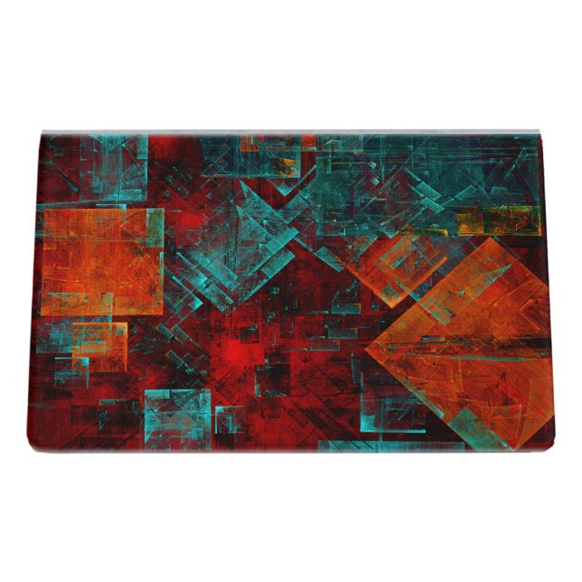 Abstract Modern Colourful Cool Artistic Pattern Desk Business Card Holder (Back)
