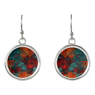 Abstract Modern Colourful Cool Artistic Pattern Earrings