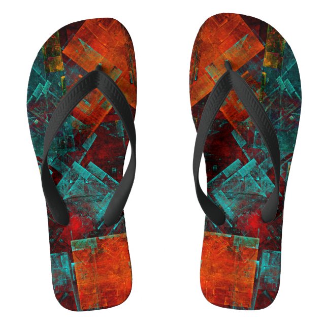 Abstract Modern Colourful Cool Artistic Pattern Flip Flops (Footbed)