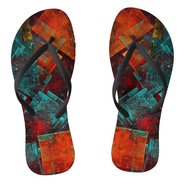 Abstract Modern Colourful Cool Artistic Pattern Flip Flops (Footbed)