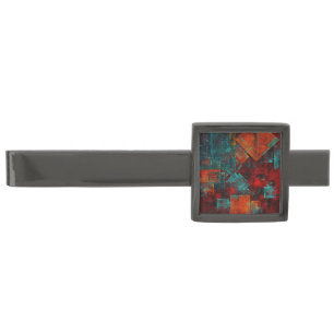Abstract Modern Colourful Cool Artistic Pattern Gunmetal Finish Tie Bar