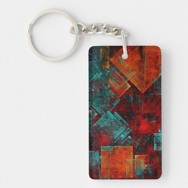 Abstract Modern Colourful Cool Artistic Pattern Keychain (Front)