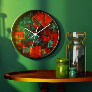 Abstract Modern Colourful Cool Artistic Pattern Large Clock