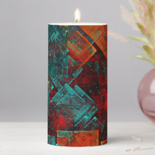 Abstract Modern Colourful Cool Artistic Pattern Pillar Candle