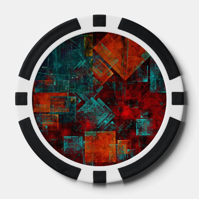 Abstract Modern Colourful Cool Artistic Pattern Poker Chips (Front)