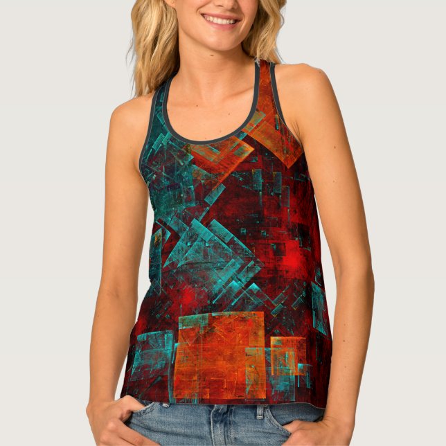Abstract Modern Colourful Cool Artistic Pattern Tank Top (Front)