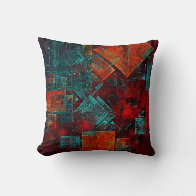 Abstract Modern Colourful Cool Artistic Pattern Throw Pillow (Front)