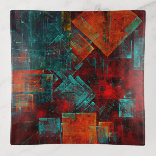 Abstract Modern Colourful Cool Artistic Pattern Trinket Tray