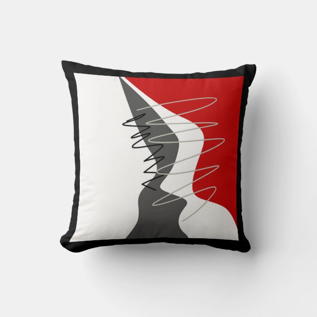 Abstract, Modern, Creative, Applique, Red and Gray Throw Pillow (Front)