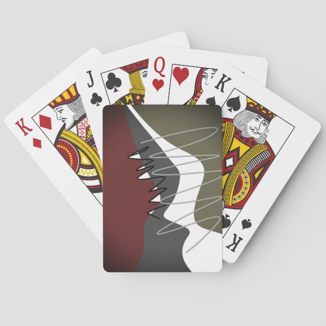 Abstract, Modern, Creative, Applique Throw Pillow Poker Cards (Back)