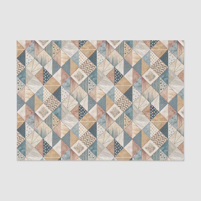 Abstract Modern Cubist Geometric Triangle Pattern Tissue Paper (Front)