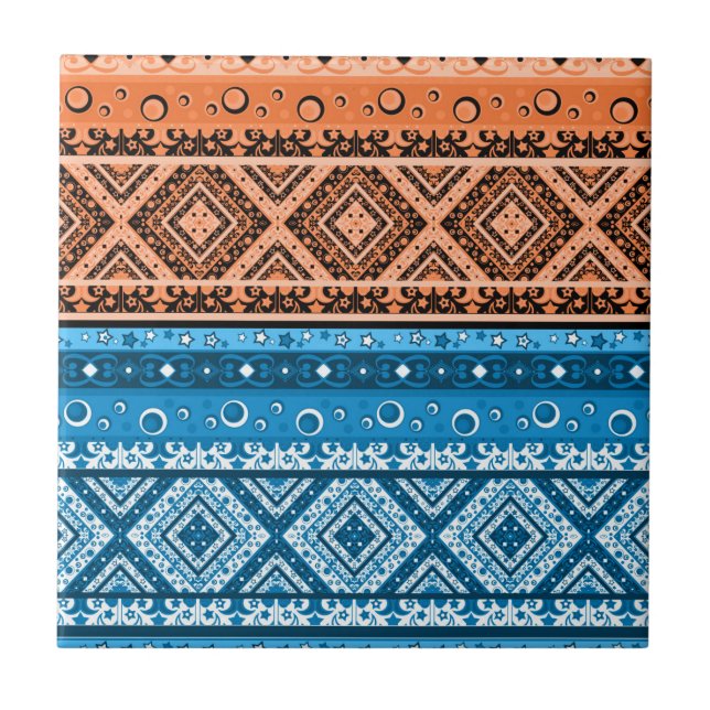 Abstract modern decor ornamental geometrical patch ceramic tile (Front)