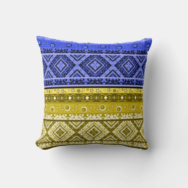 Abstract modern decor ornamental geometrical patch throw pillow (Front)