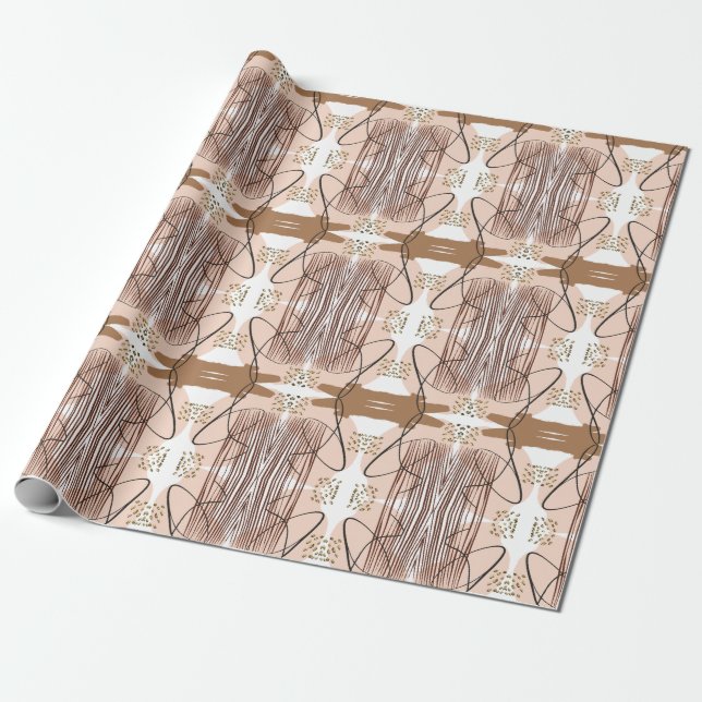 Abstract Modern Earthy Terracotta Boho Wrapping Paper (Unrolled)