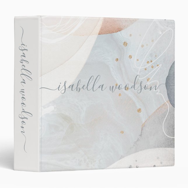 Abstract Modern Earthy Watercolor Shapes Textures 3 Ring Binder (Front/Spine)