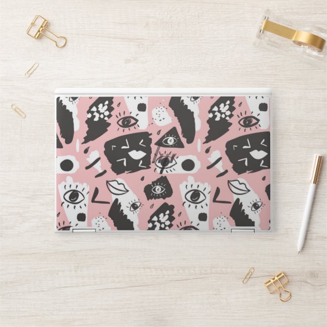 Abstract Modern Eye & Lips Pattern HP Laptop Skin (Desk)