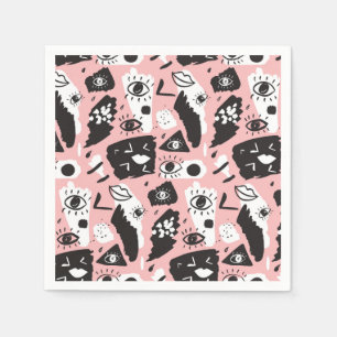 Abstract Modern Eye & Lips Pattern Napkins