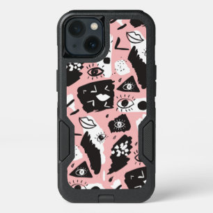 Abstract Modern Eye & Lips Pattern iPhone 13 Case