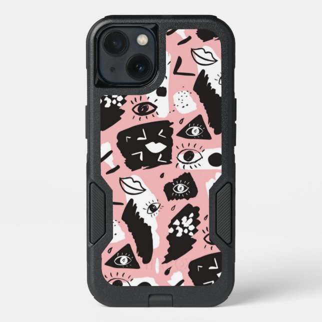 Abstract Modern Eye & Lips Pattern Otterbox iPhone Case (Back)
