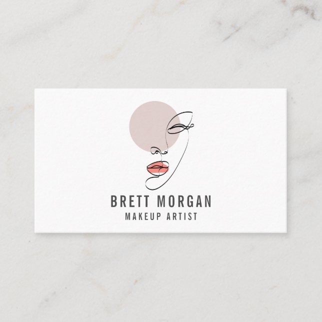 Abstract Modern Face Makeup Artist  Business Card (Front)