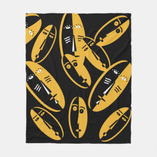 abstract modern face patterns fleece blanket