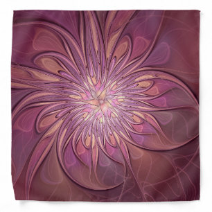 Abstract Modern Floral Fractal Art Berry Colors Bandana
